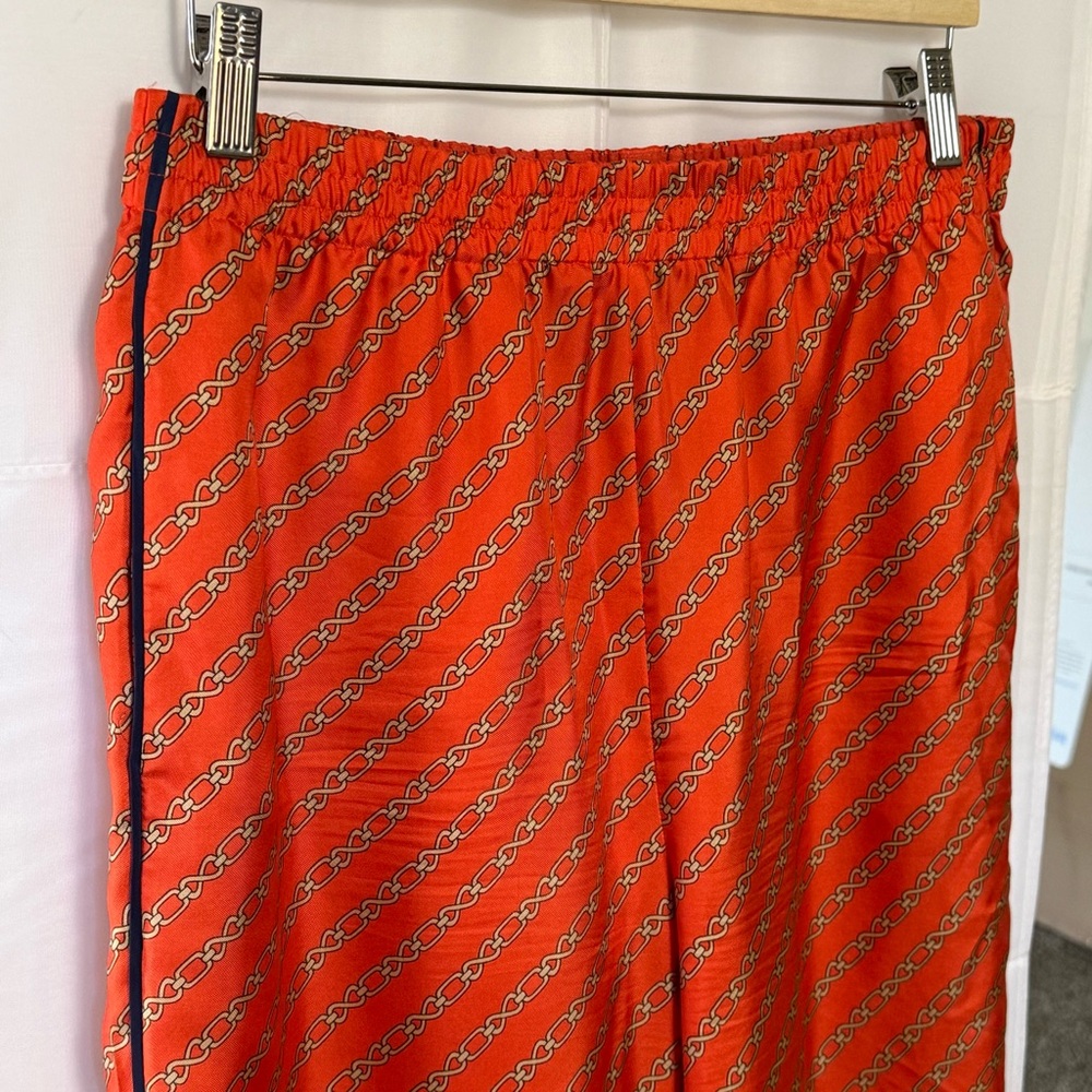 J CREW pull-on silk pant in red chains print Size 12 - Picture 7 of 11